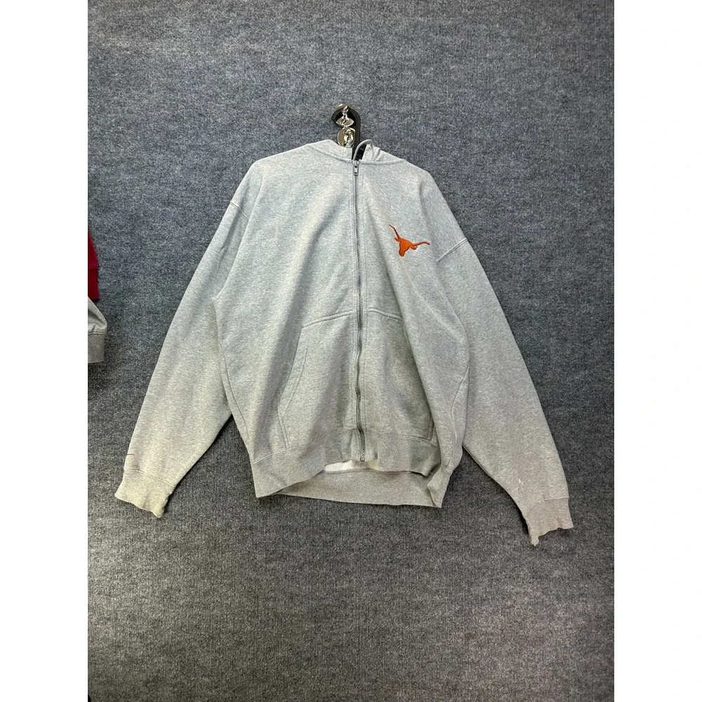 VTG Nike Team Texas Longhorns Full Zip Hoodie Men's Gray Fleece Sports - Large
